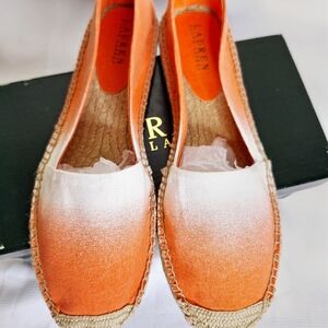 NWB Ralph Lauren brand " The Ralph in Orange Ombre" Espadrille size 10.